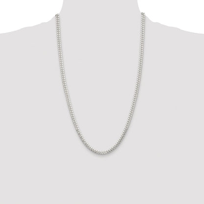 Sterling Silver Rhodium-plated Polished 5.7mm Domed Curb 26 Inch Chain