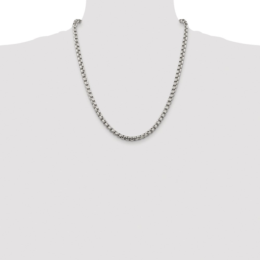 Sterling Silver Rhodium-plated 5.2mm Round Box 22 Inch Chain