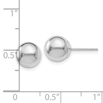 14K White Gold Polished 8mm Ball Post Earrings