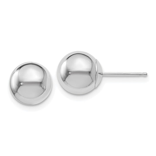 14K White Gold Polished 8mm Ball Post Earrings