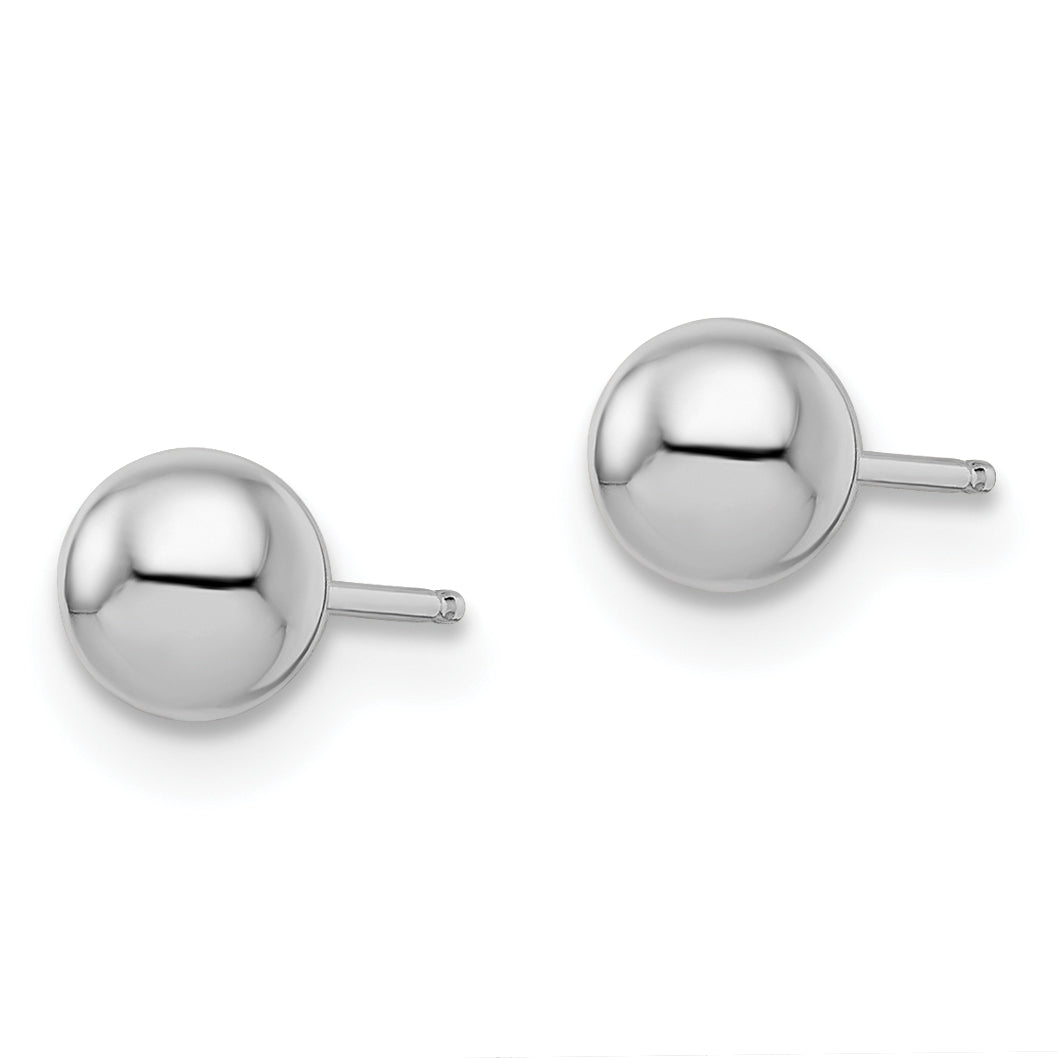 14K White Gold Polished 5mm Ball Post Earrings