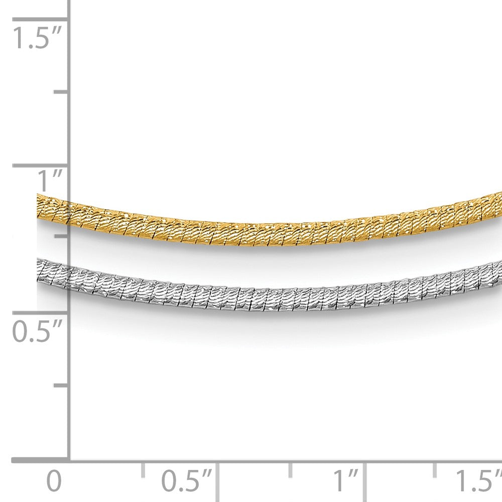 14K Two Tone D/C Reversible 2mm Adjustable Omega Necklace