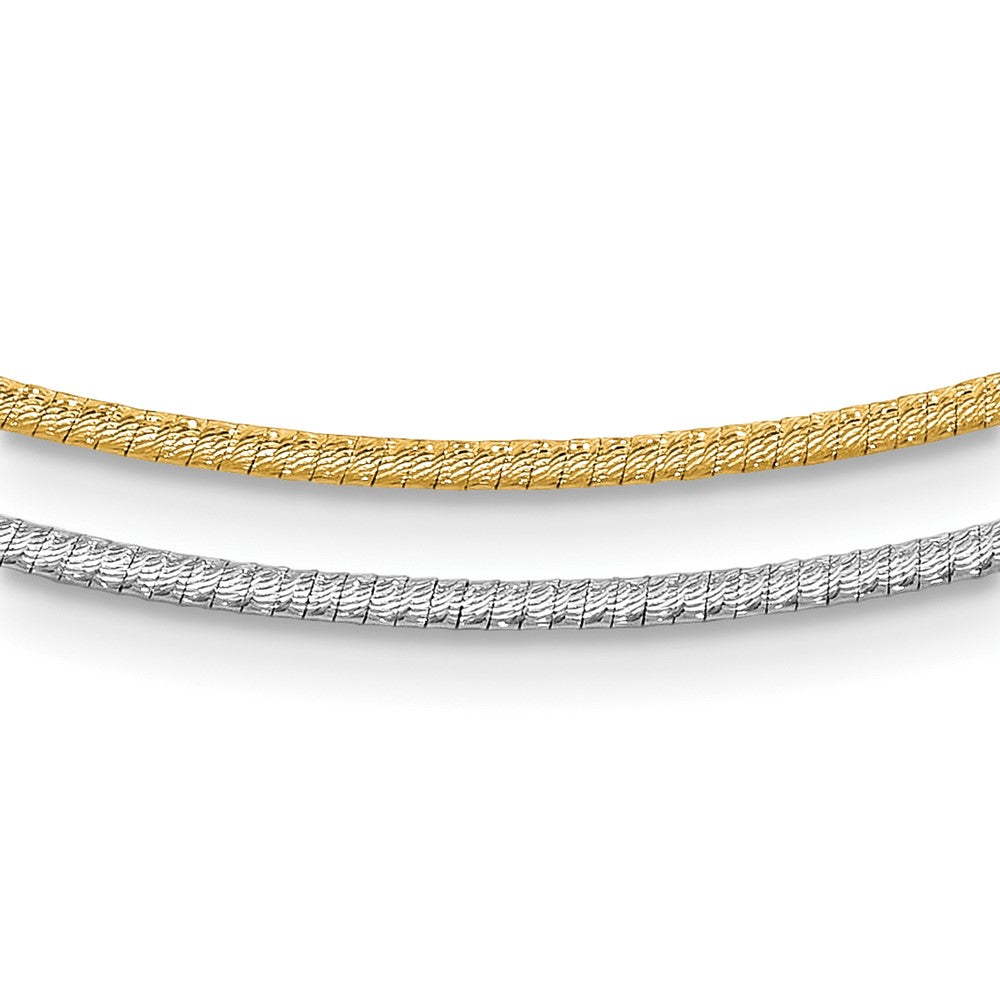 14K Two Tone D/C Reversible 2mm Adjustable Omega Necklace