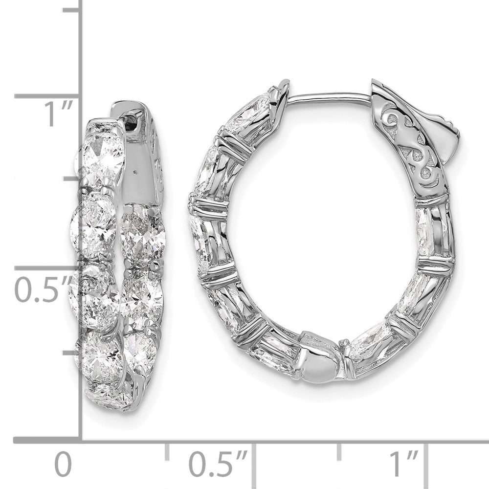 14K White Gold Certified 5x3 Oval Lab Grown VS/SI FGH Diamond Inside/Outside Hoop Ear