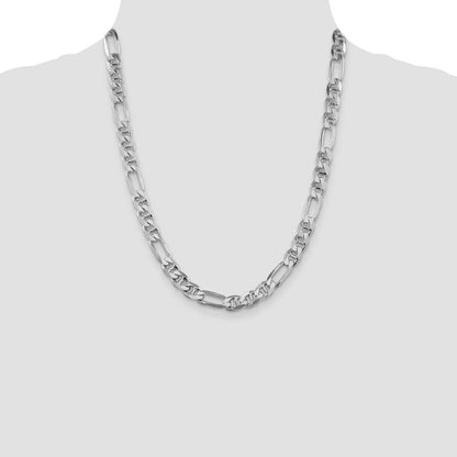 Sterling Silver Rhodium-plated 8.25mm Figaro Anchor 22 Inch Chain
