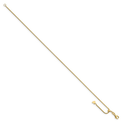 14K Yellow Gold Polished Adjustable Box Chain Anklet