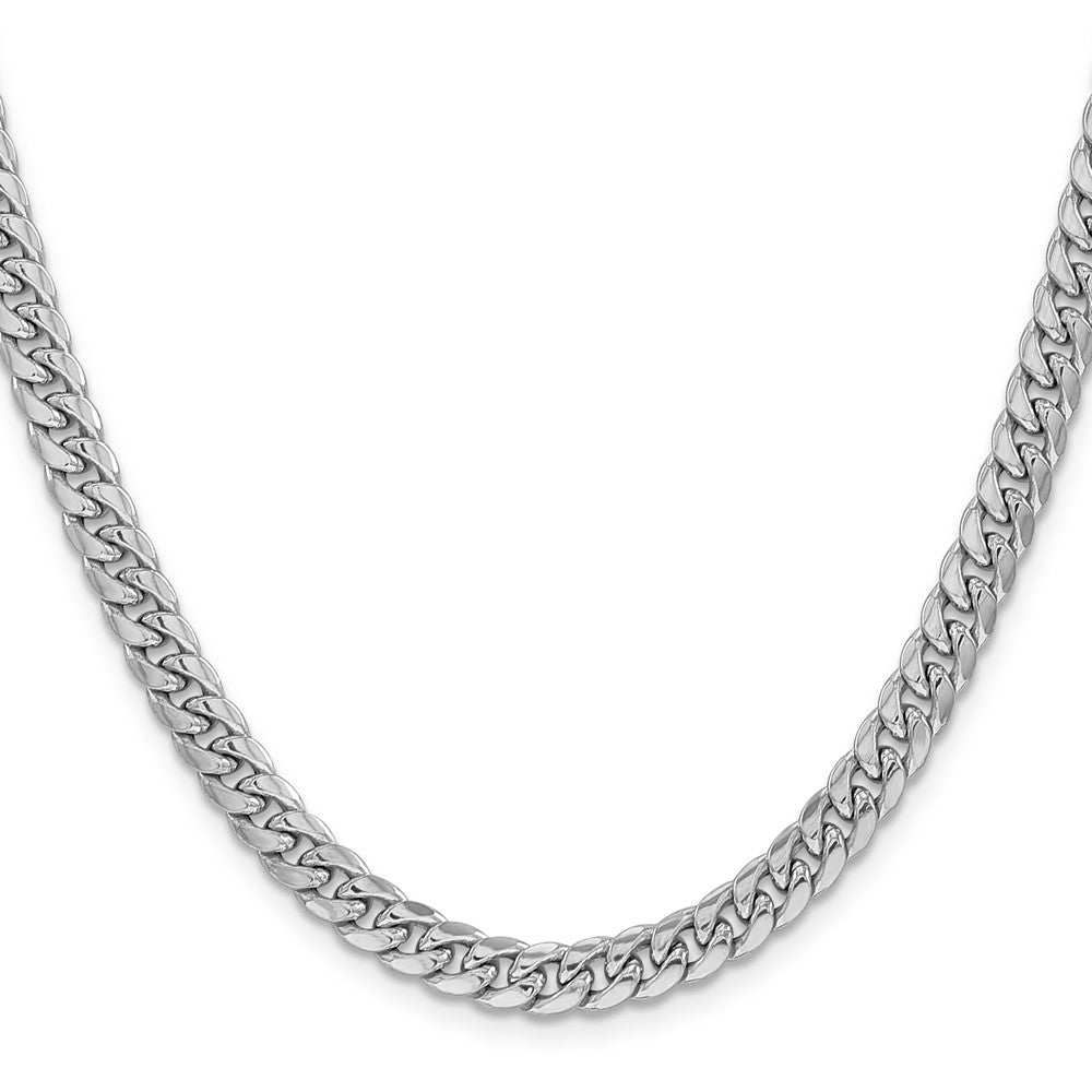 14K White Gold 6mm Semi-Solid Miami Cuban 26 Inch Chain