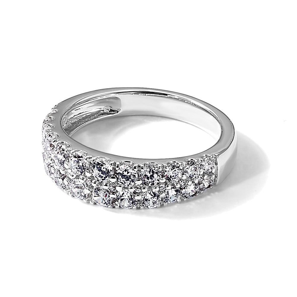 True Origin 14K White Gold 1 1/4 carat Lab Grown Diamond VS+ F+ Double Row Complete Wedding Band Ring