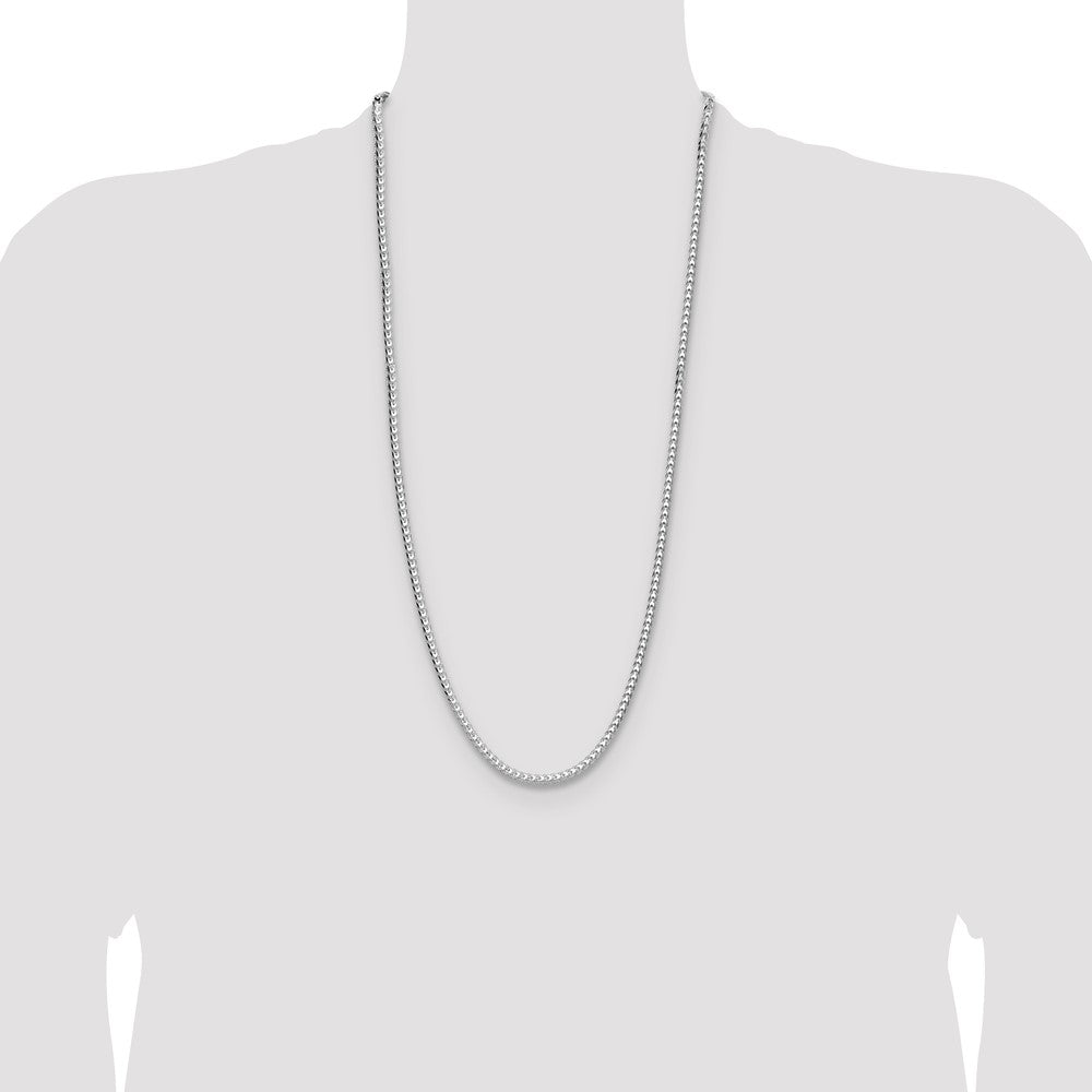 Sterling Silver Rhodium-plated 4.0mm D/C Square Franco 30 Inch Chain