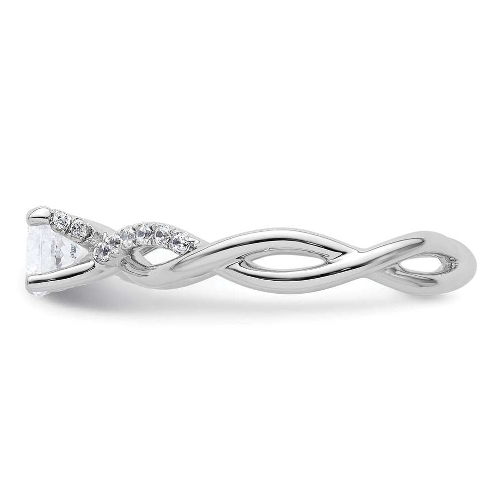 14K White Gold Criss-Cross (Holds 1/2 carat (5.2mm) Round Center) 1/8 carat Diamond Semi-mount Engagement Ring
