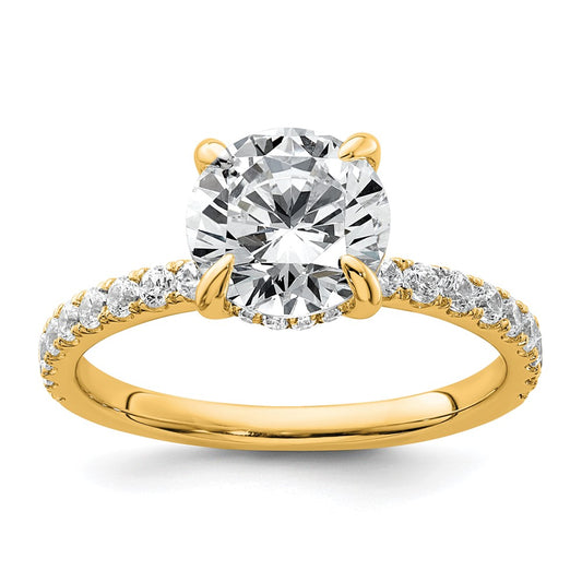 14K Yellow Gold 2 3/8 carat Certified Lab Grown Diamond VS+ F+ Round Complete Solitaire with Flair Engagement Ring