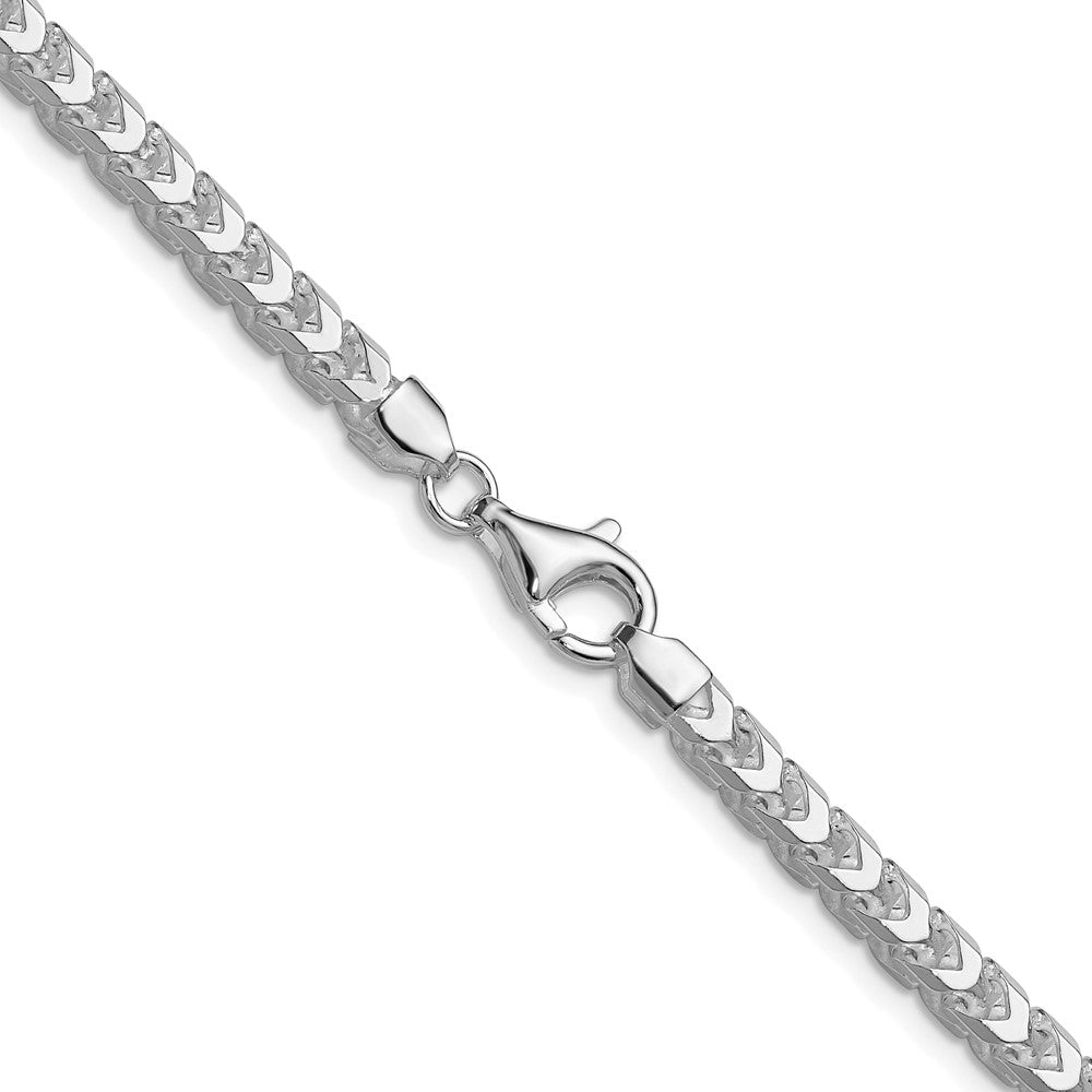 Sterling Silver Rhodium-plated 4.7mm D/C Square Franco 30 Inch Chain
