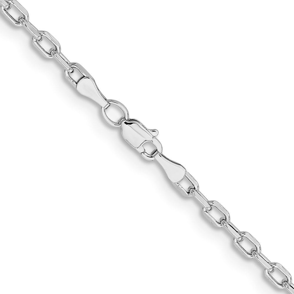 14K White Gold 3mm Semi-solid D/C Open Link Cable 26 Inch Chain