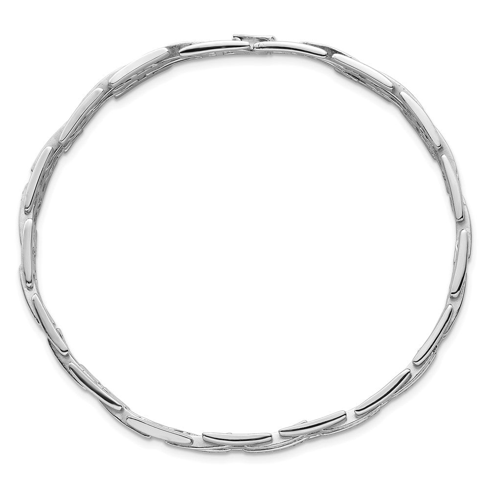 Sterling Silver Rhodium-plated Polished CZ Link 8.75 Inch Men's Bracelet