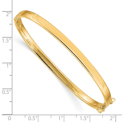 14K Yellow Gold Polished 4.00mm Hinged Oval Bangle Bracelet