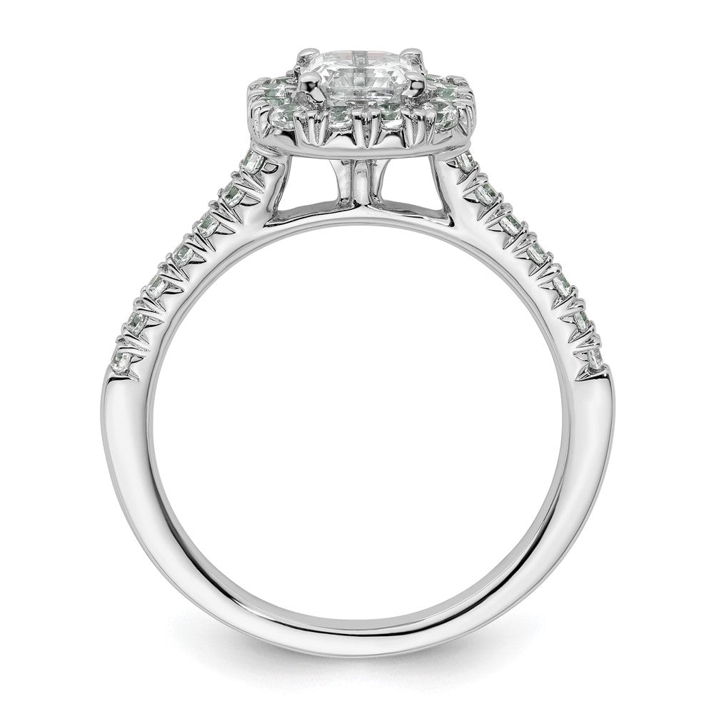 14K White Gold Halo (Holds 3/4 carat (5mm) Asscher-cut Center) 1/2 carat Diamond Semi-mount Engagement Ring