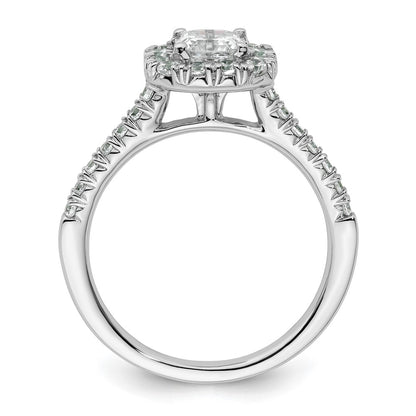 14K White Gold Halo (Holds 3/4 carat (5mm) Asscher-cut Center) 1/2 carat Diamond Semi-mount Engagement Ring