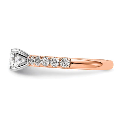 True Origin 14K Rose Gold 5/8 carat Lab Grown Diamond VS+ F+ Semi-Mount Peg Set Engagement Ring