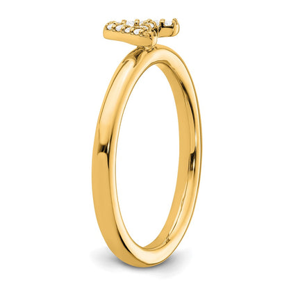 14K Yellow Gold Stackable Diamond Initial A Size 7 Ring