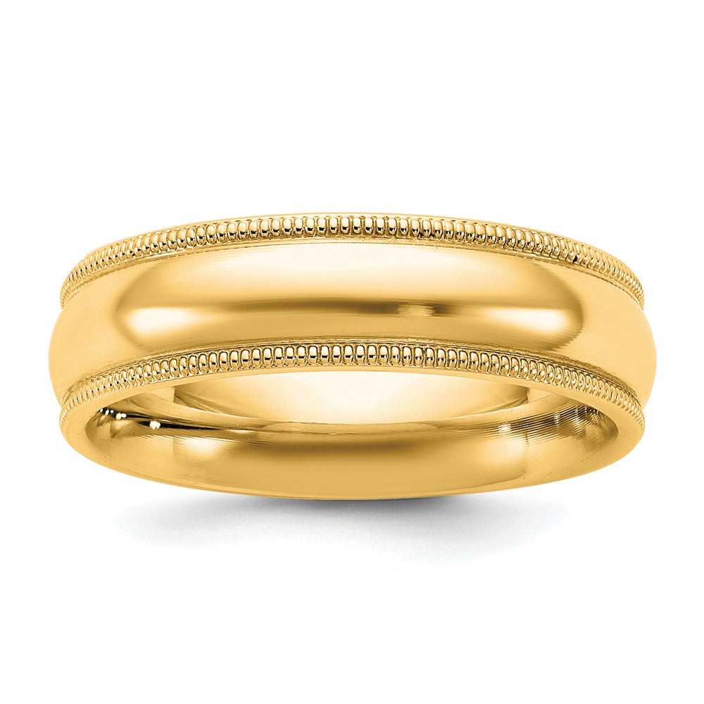 14K Yellow Gold 5.5mm Milgrain Comfort Fit Wedding Band Ring