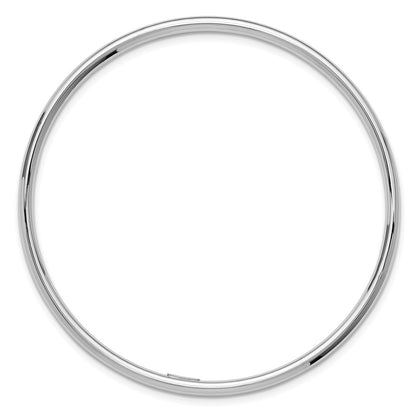 14K White Gold Polished 3.00mm Slip-on Round Bangle Bracelet