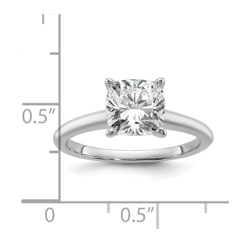 14K White Gold 2 1/2 carat Certified Lab Grown Diamond VS+ F+ Cushion Complete Solitaire Engagement Ring