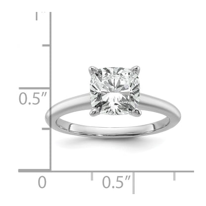 14K White Gold 2 1/2 carat Certified Lab Grown Diamond VS+ F+ Cushion Complete Solitaire Engagement Ring
