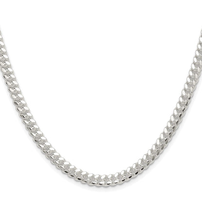 Sterling Silver Rhodium-plated Polished 5.7mm Domed Curb 18 Inch Chain