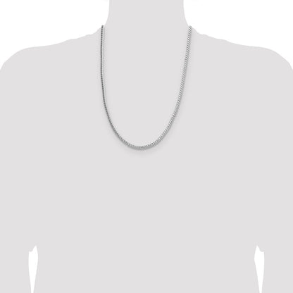 Sterling Silver Rhodium-plated 3.4mm Diamond-cut Round Franco 24 Inch Chain