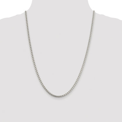 Sterling Silver Rhodium-plated 3.6mm Round Box 24 Inch Chain