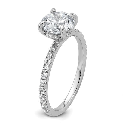 14K White Gold 2 carat Certified Lab Grown Diamond VS/SI+ G+ Round Complete Solitaire with Flair Engagement Ring