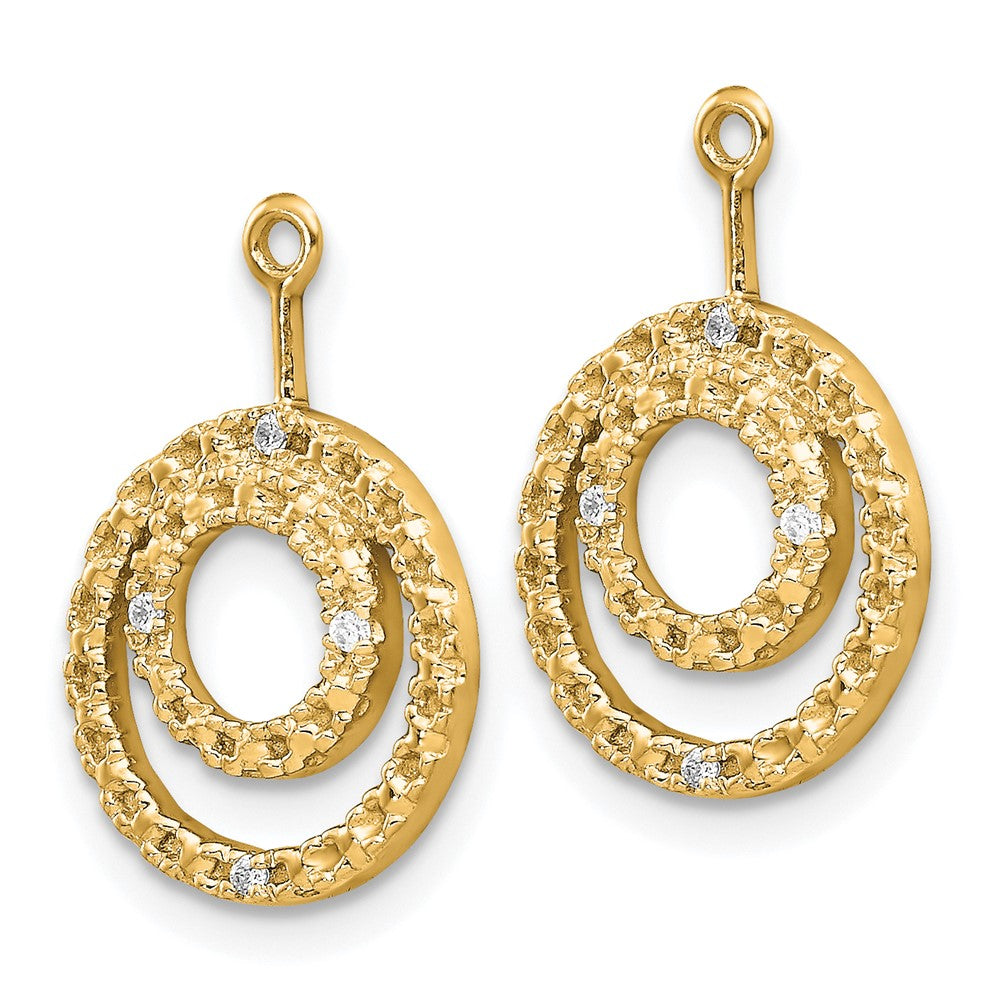 14K Yellow Gold Double Circle Diamond Earring Jackets