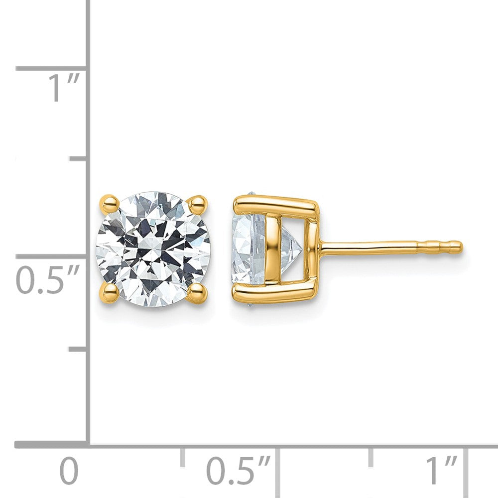 14K Yellow Gold 4 carat Certified Lab Grown Diamond VS/SI+ G+ Round Complete Four Prong Lightweight Stud Earrings