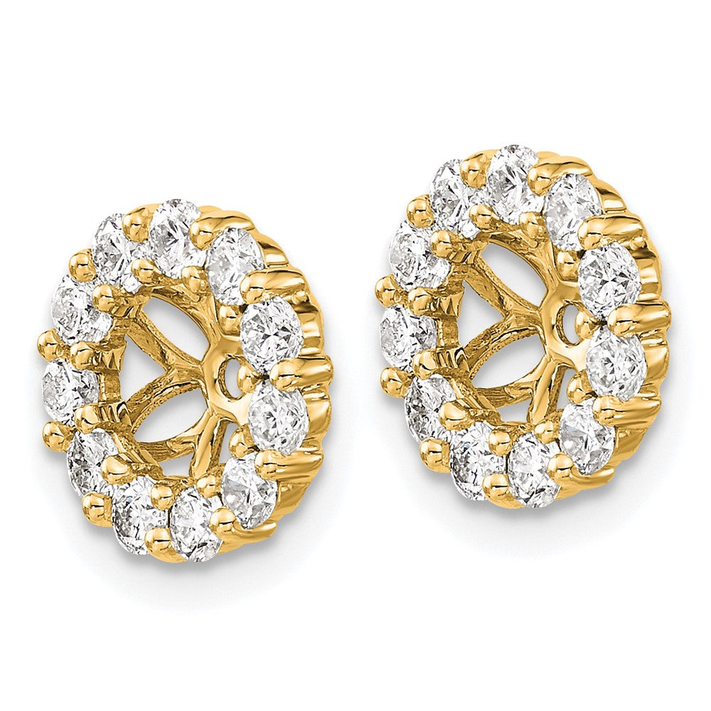 14K Yellow Gold 1 carat Diamond Circle Earring Jackets