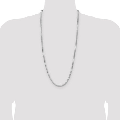 Sterling Silver 4.0mm D/C Square Franco 30 Inch Chain