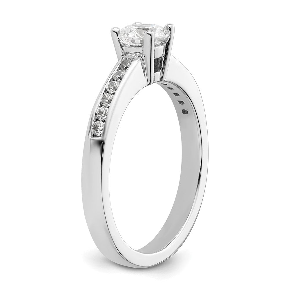 14K White Gold 3/4 carat Lab Grown Diamond VS/SI+ G+ Round Complete Channel Set Shared Prong Engagement Ring