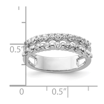 14K White Gold Polished Diamond Double Wedding Band Ring Fashion Ring