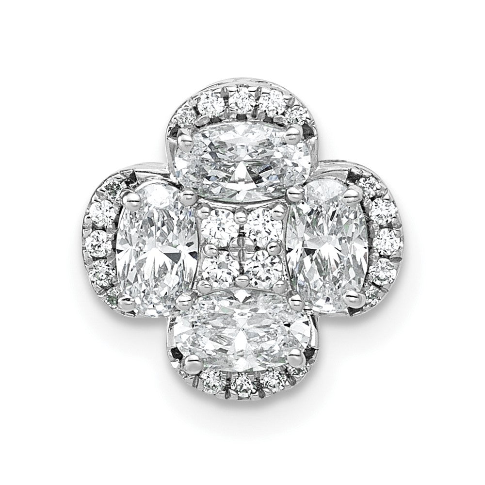 14K White Gold 1 1/8 carat Lab Grown Diamond VS/SI+ G+ Complete Cluster Chain Slide Pendant