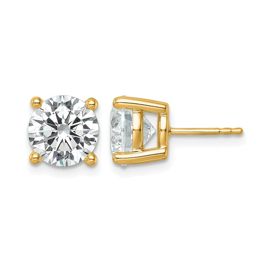 14K Yellow Gold 6 carat Certified Lab Grown Diamond VS/SI+ G+ Round Complete Four Prong Lightweight Stud Earrings