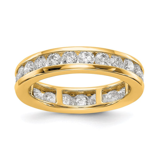 14K Yellow Gold Polished 2ct Channel Set Diamond Eternity Wedding Band Ring