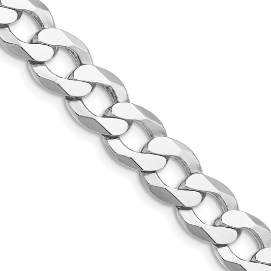 Sterling Silver Rhodium-plated 9.75mm Flat Curb 30 Inch Chain