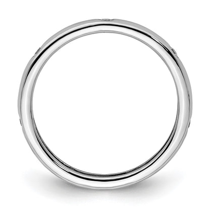 14K White Gold Polished Size 5.5 Bezel-set 1/10 carat Diamond Complete Eternity Wedding Band Ring