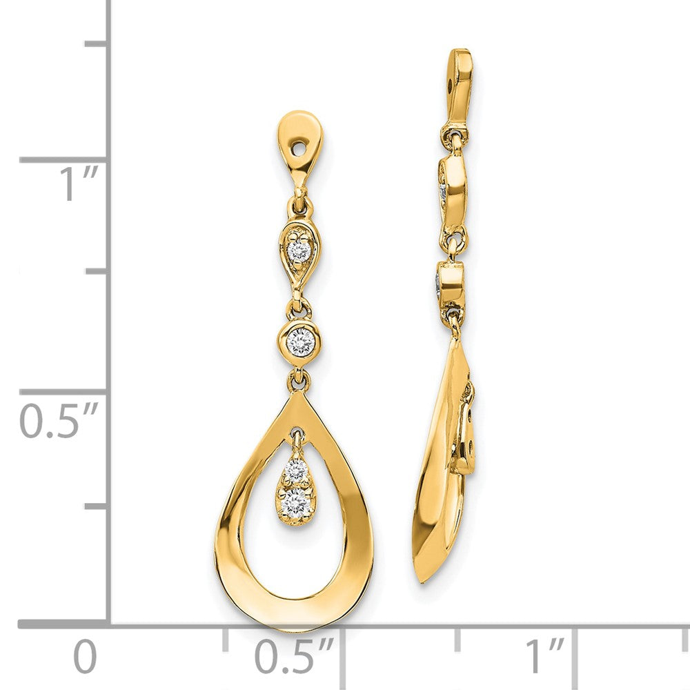14K Yellow Gold 1/8 carat Diamond Teardrop Dangle Earring Jackets