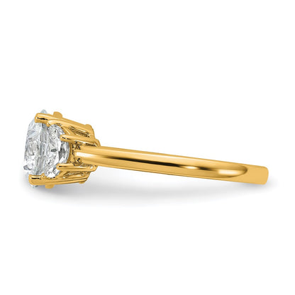 14K Yellow Gold 2 1/2 carat Certified Lab Grown Diamond VS+F+ Round Complete Three Stone Engagement Ring