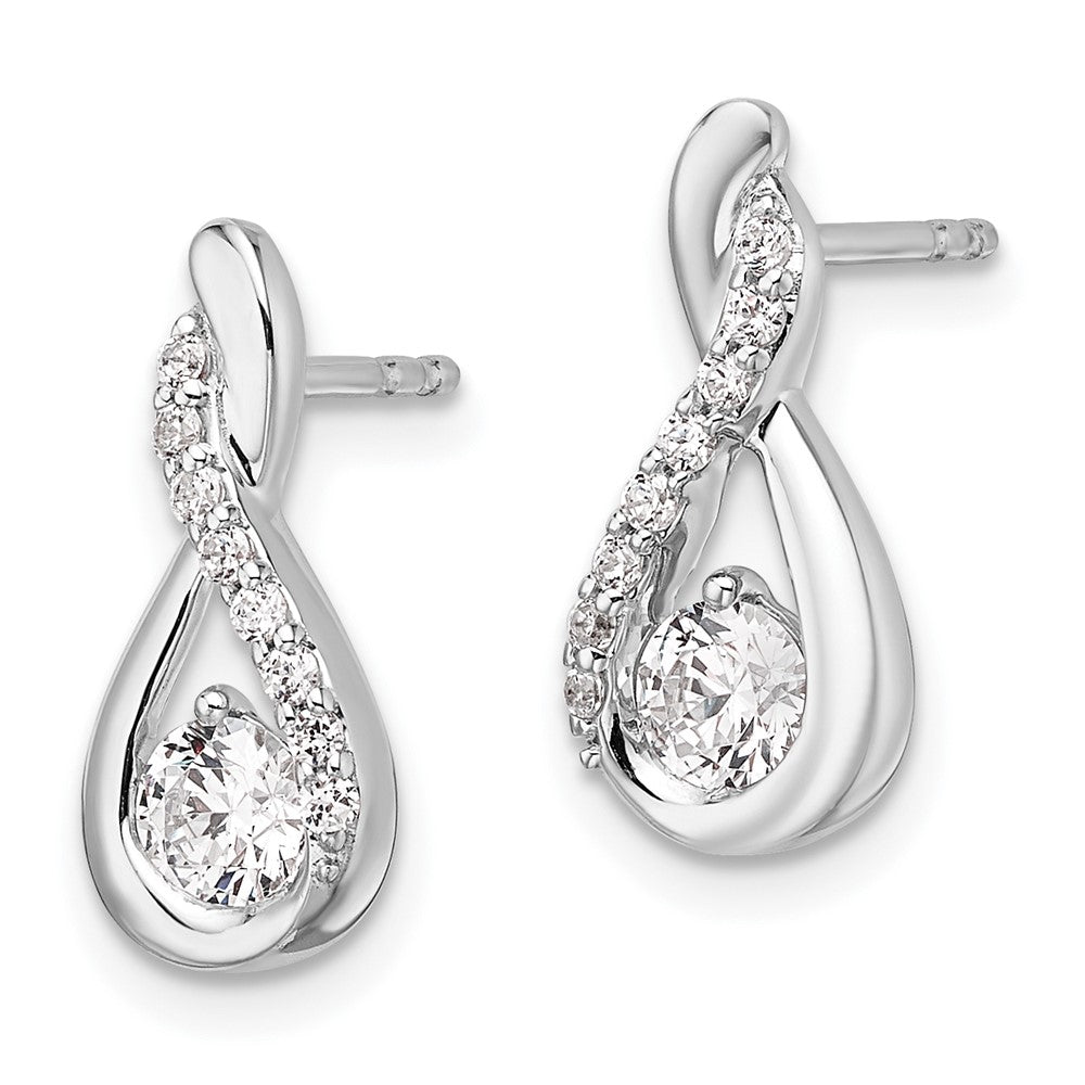 14K White Gold Polished 5/8 carat Diamond Teardrop Post Earrings