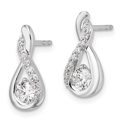 14K White Gold Polished 5/8 carat Diamond Teardrop Post Earrings