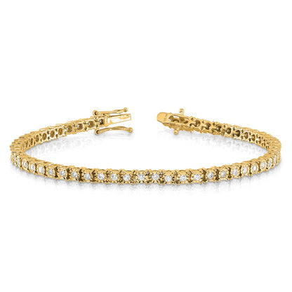 14K Yellow Gold Complete 1 carat Diamond Illusion Setting 7 Inch Tennis Bracelet