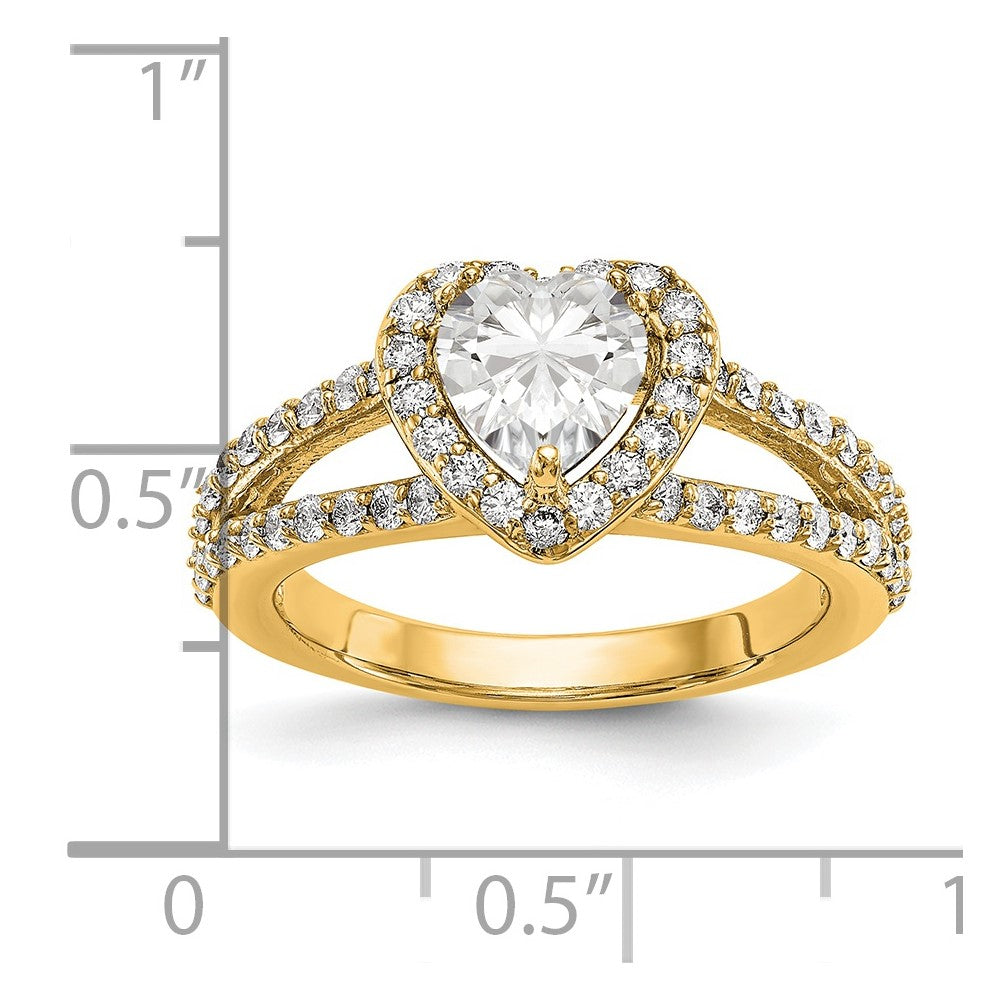 14K Yellow Gold Diamond Heart Semi-Mount Halo Engagement Ring