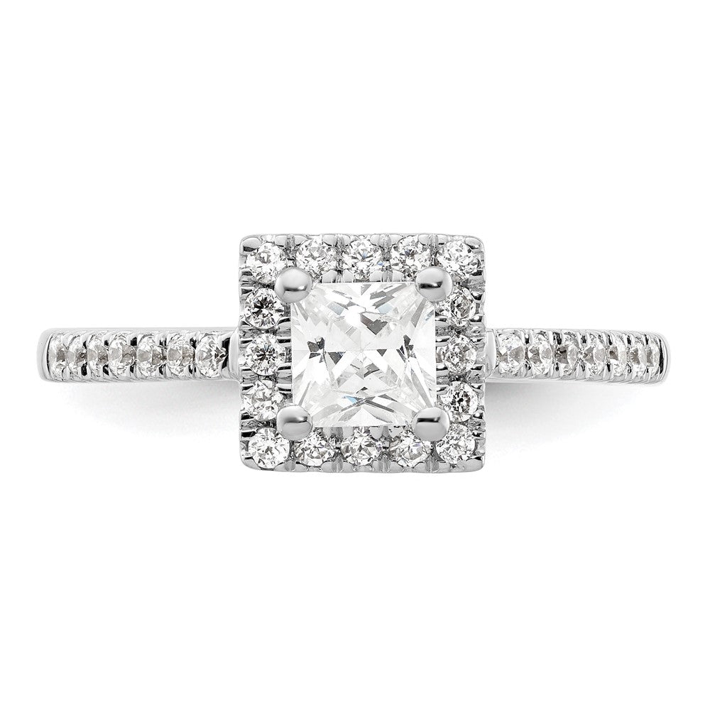 14K White Gold Halo Plus (Holds 1/2 carat (4.5mm) Princess Center) 1/3 carat Diamond Semi-Mount Engagement Ring