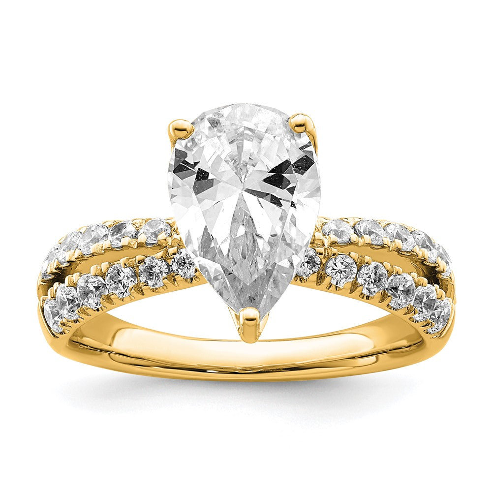 True Origin 14K Yellow Gold 2 5/8 carat Lab Grown Diamond VS+ F+ Complete Pear Engagement Ring